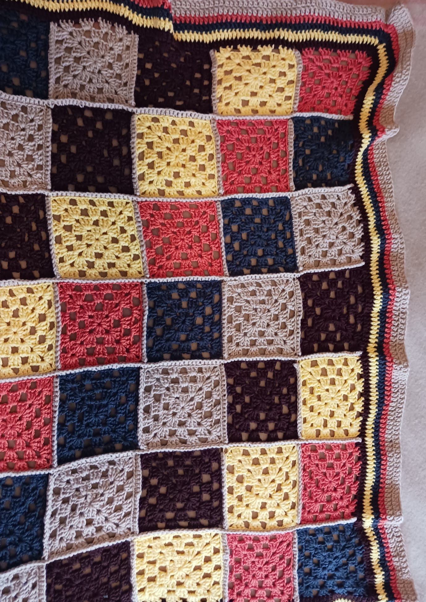 Earth Colours Patchwork Knit Blanket at AuntHill.ca